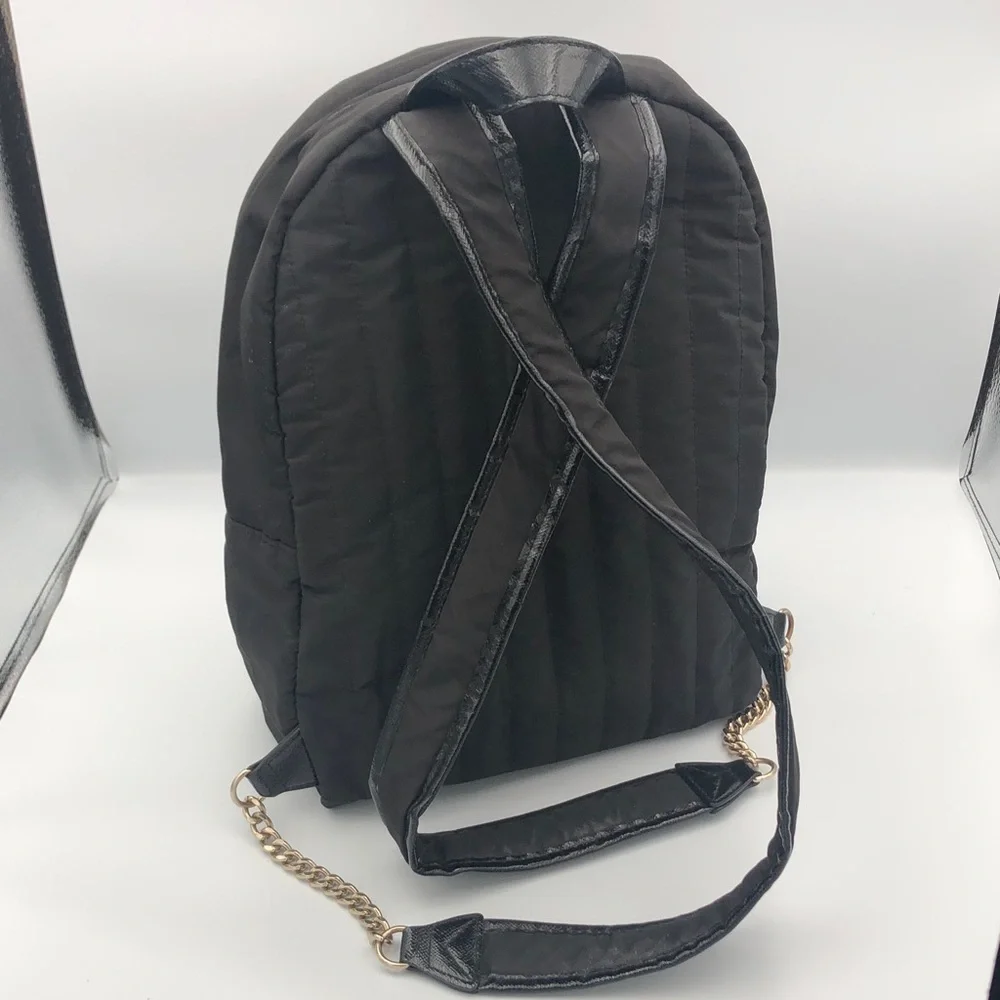 Victoria's Secret Black Backpack with Gold Embellishments Hearts & Wings - Picture 9 of 11